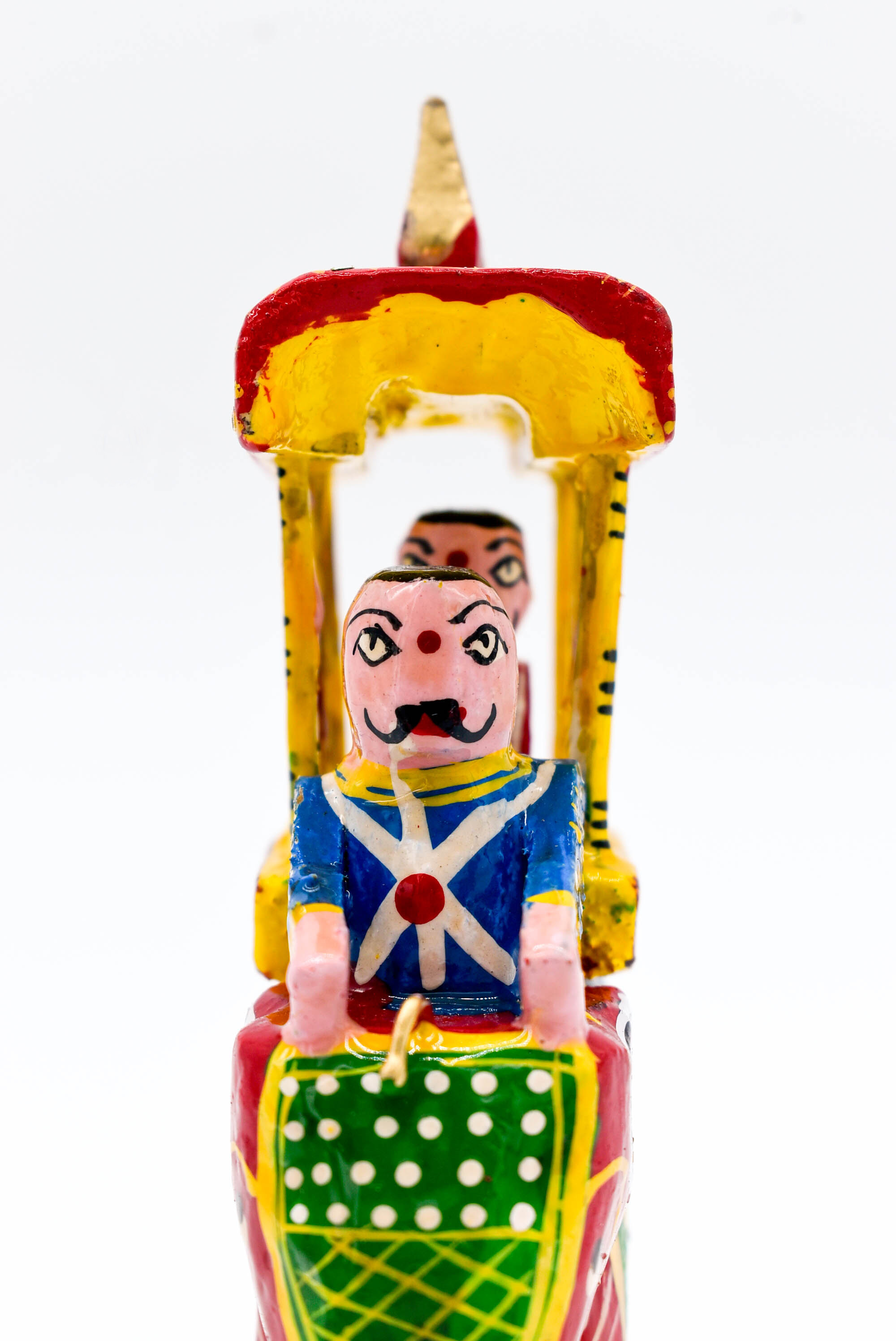 Handcrafted Wooden Maharaja on Elephant Figurines, Traditional Pattachitra Art, Set of 3, Multicolour