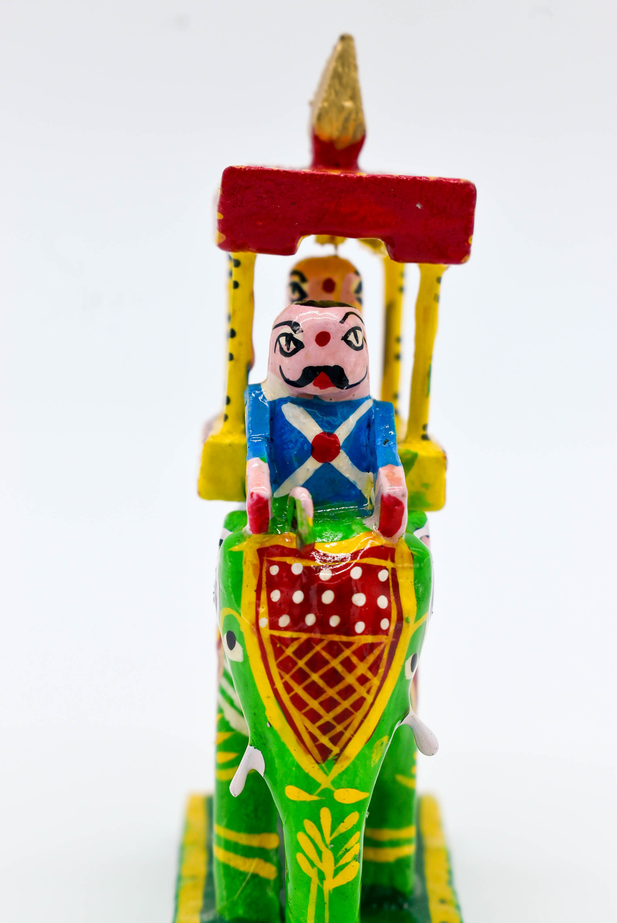 Handcrafted Wooden Maharaja on Elephant Figurines, Traditional Pattachitra Art, Set of 3, Multicolour