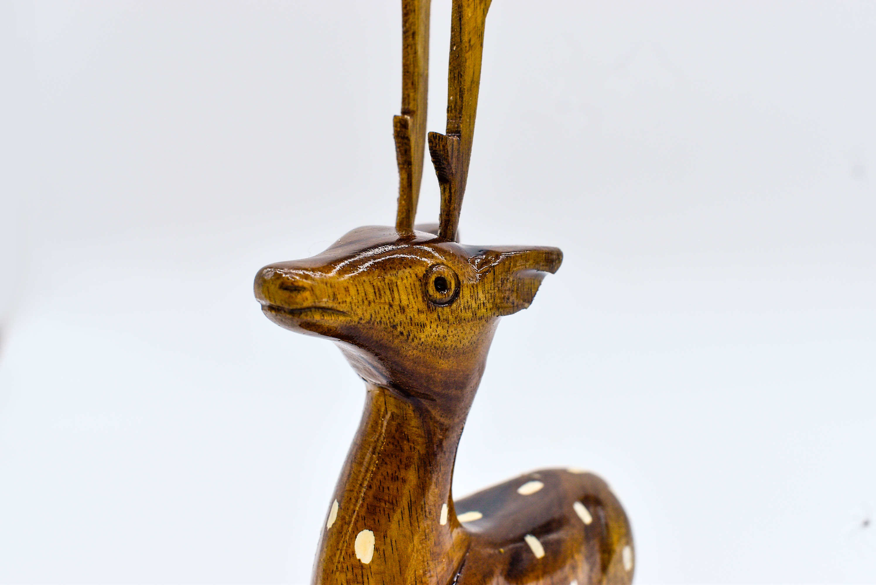 Decorative Wooden Deer Figurines, Set of 2, Brown, 20 cm Height(with Horns) || Home Decor and Gift