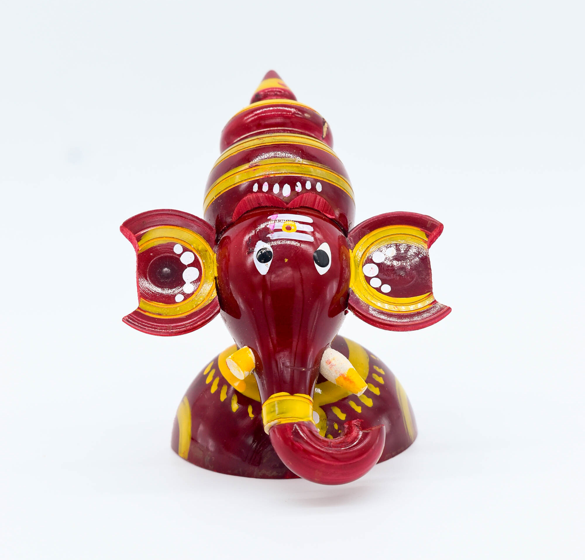 Handcrafted Indian Car Dashboard Ganesh Figurine with Jagannath Hanging Ornament on Beetle nut, multicolored