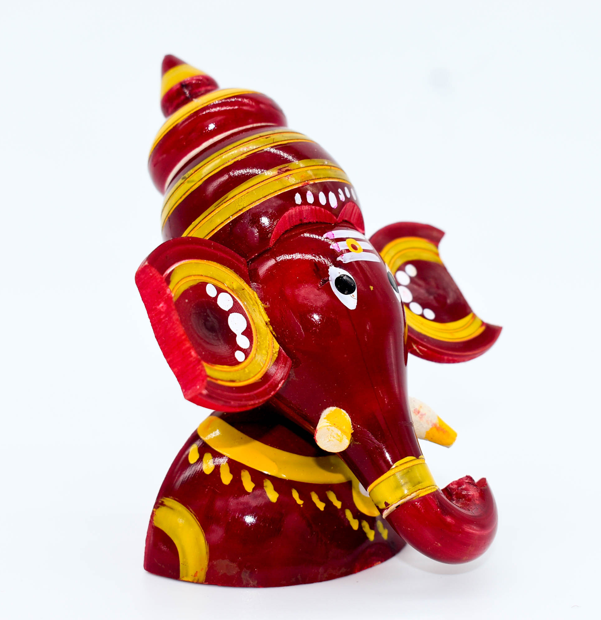 Handcrafted Indian Car Dashboard Ganesh Figurine with Jagannath Hanging Ornament on Beetle nut, multicolored