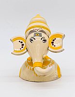 Handcrafted Indian Car Dashboard Ganesh Figurine with Jagannath Hanging Ornament on Beetle nut, multicolored
