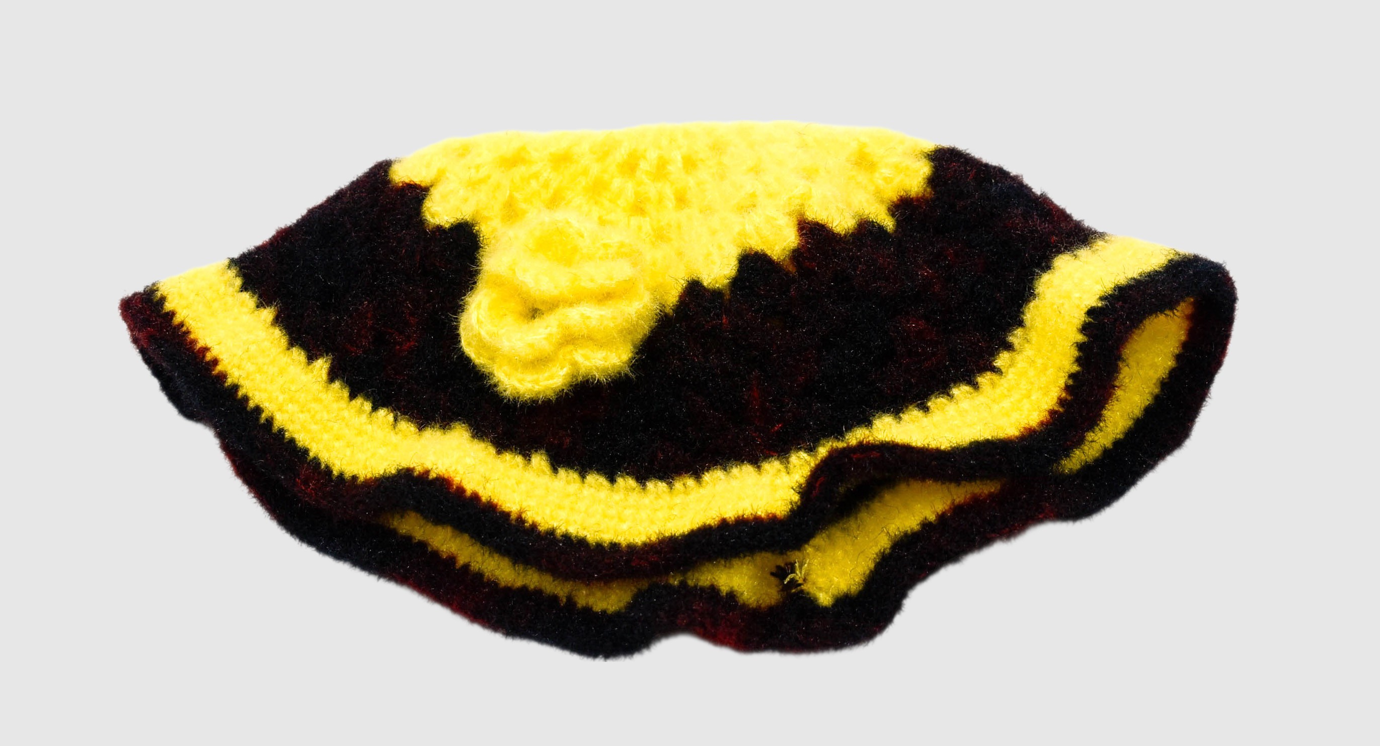 Handknitted Yellow and Black Striped Woolen Poncho and Cap for Kids (4-5 years)