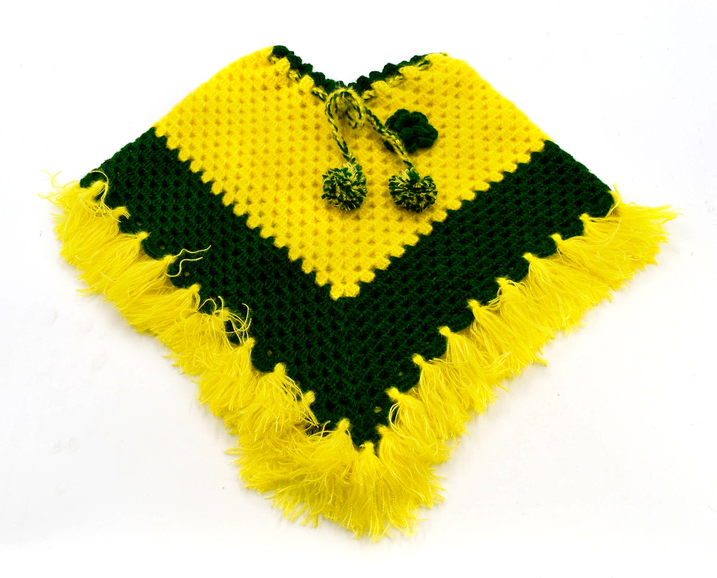 Handknitted Yellow and Green Woolen Poncho for kids (1 - 3 Years) Handknitted Yellow and Green Woolen Poncho for kids (1 - 3 Years)