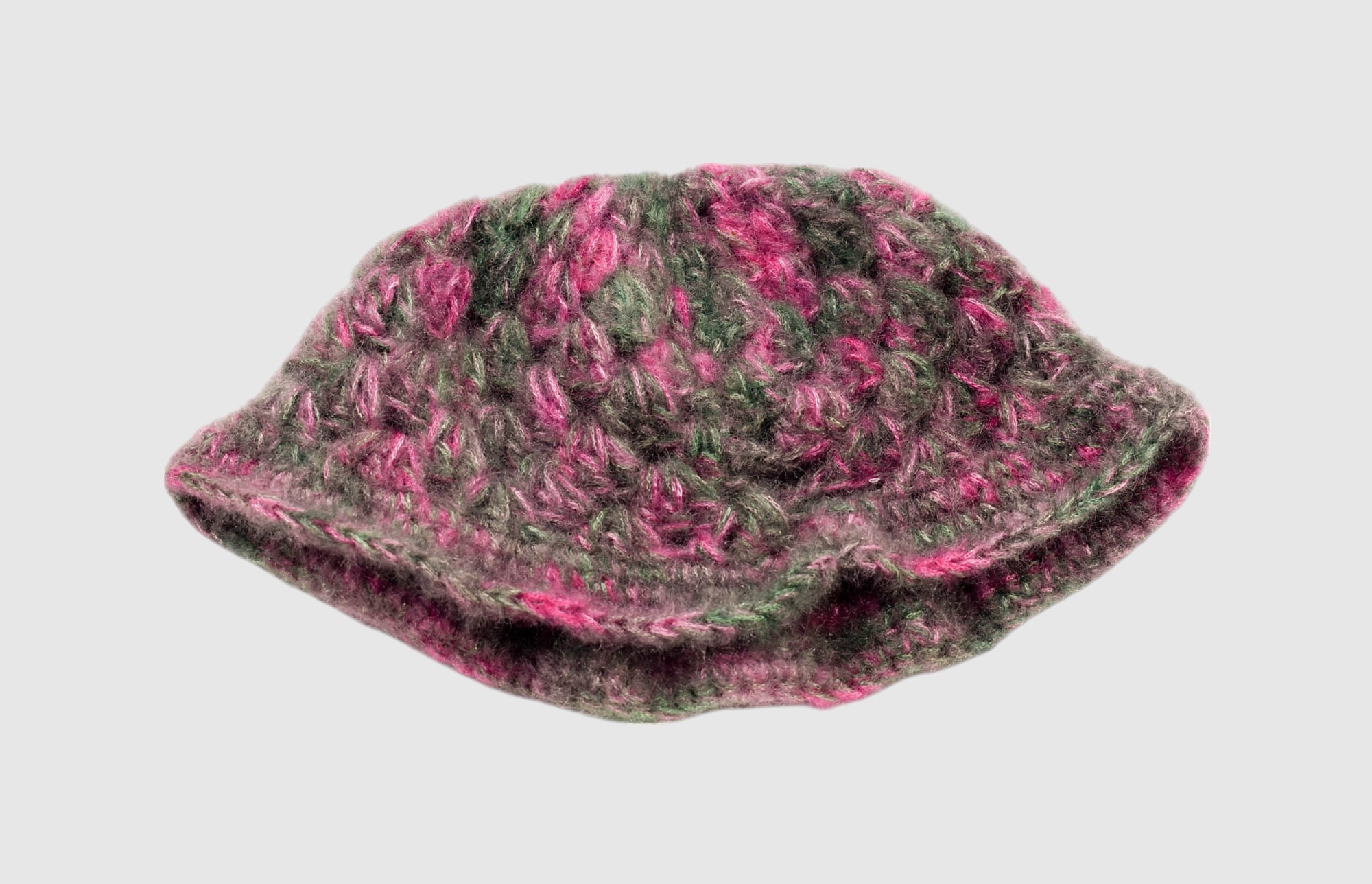 Handknitted Kids Woolen Poncho and Cap Set, Pink and Grey (1-2 Years)