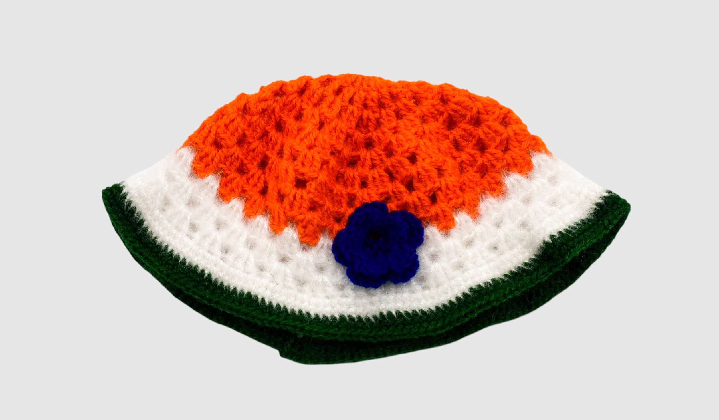 Handknitted Woolen Poncho and Cap Set for Kids,  Tricolor Design (1-3 Years)