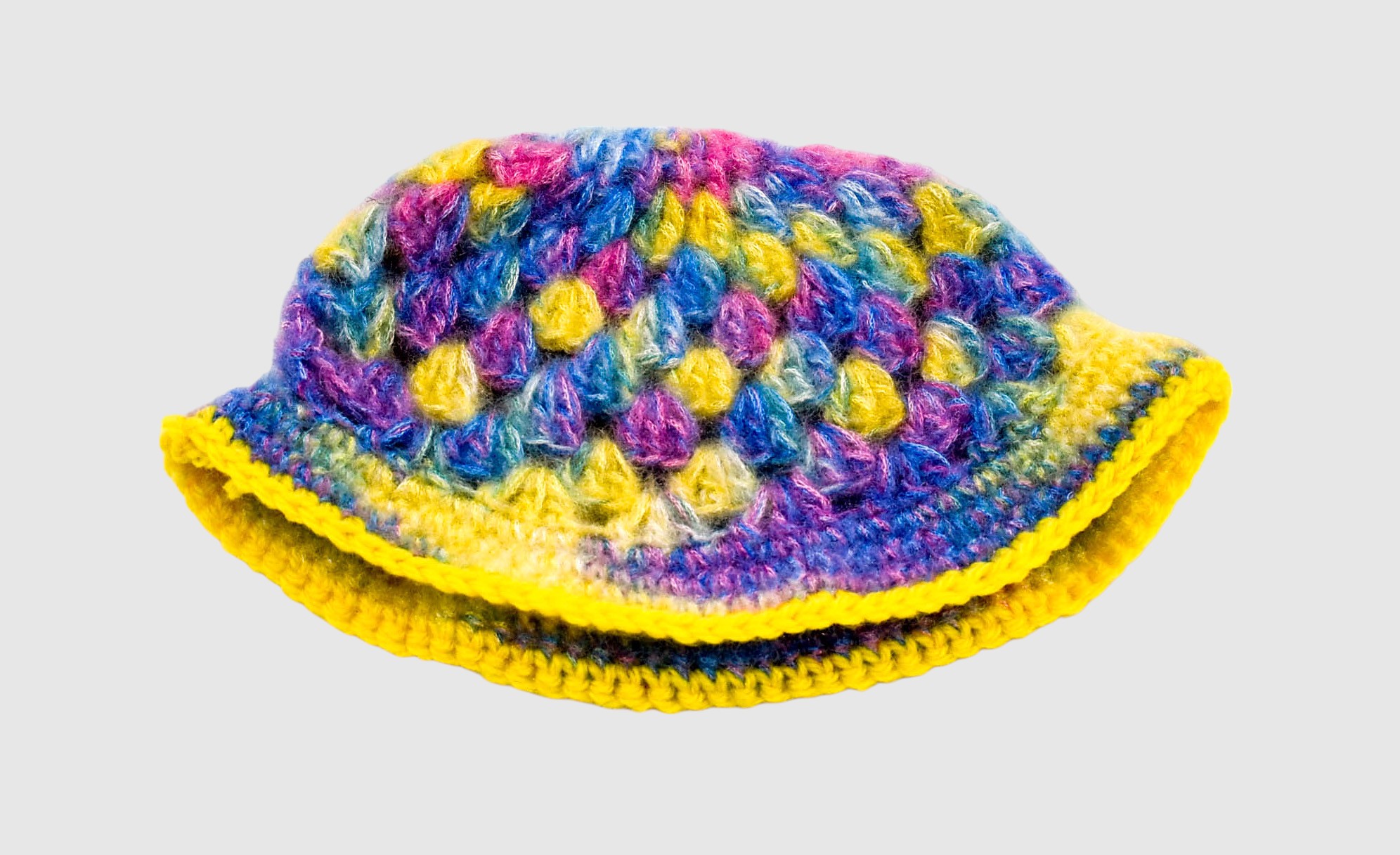 Handknitted Kids Multicolor Woolen Poncho and Cap Set with Yellow Tassels (1-3 Years)