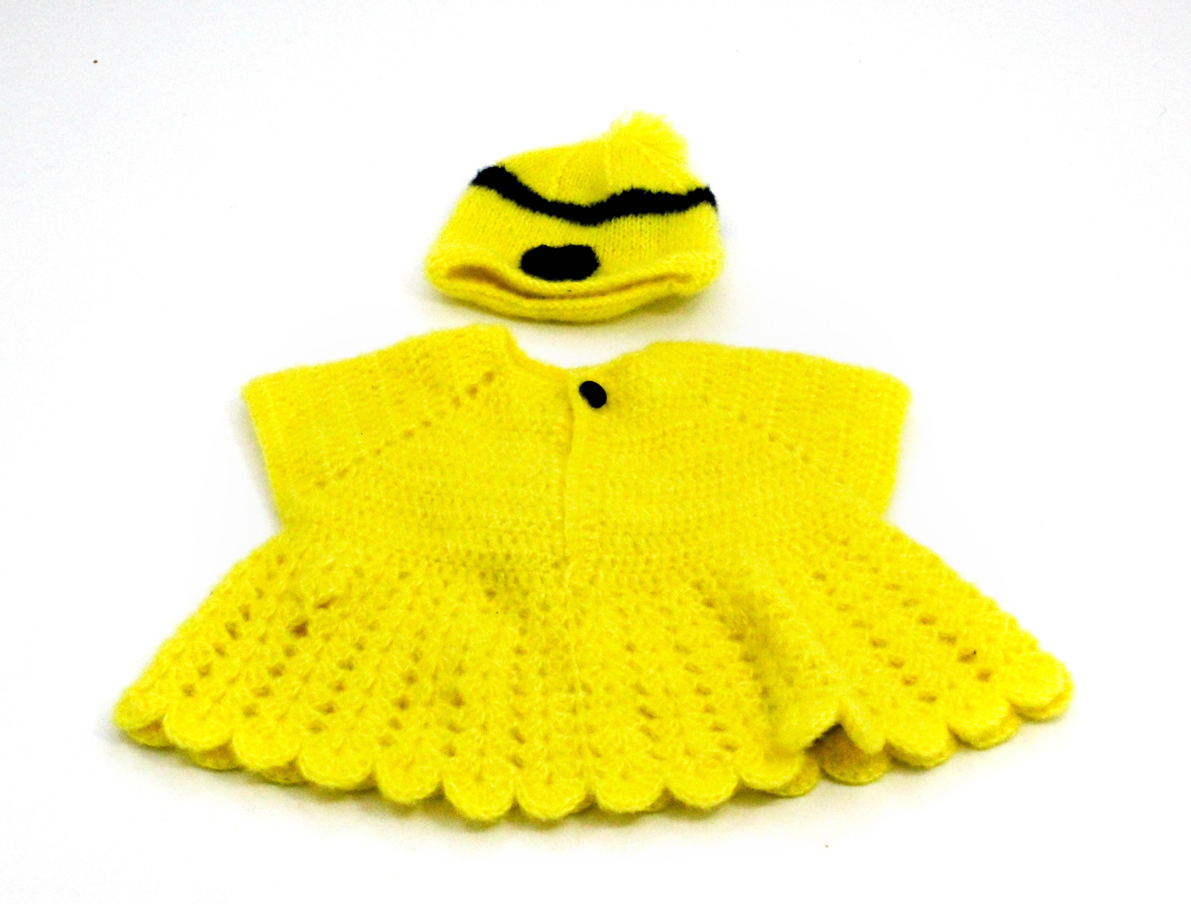 Baby Knitted Sweater, Yellow Wool, 3-8 Months