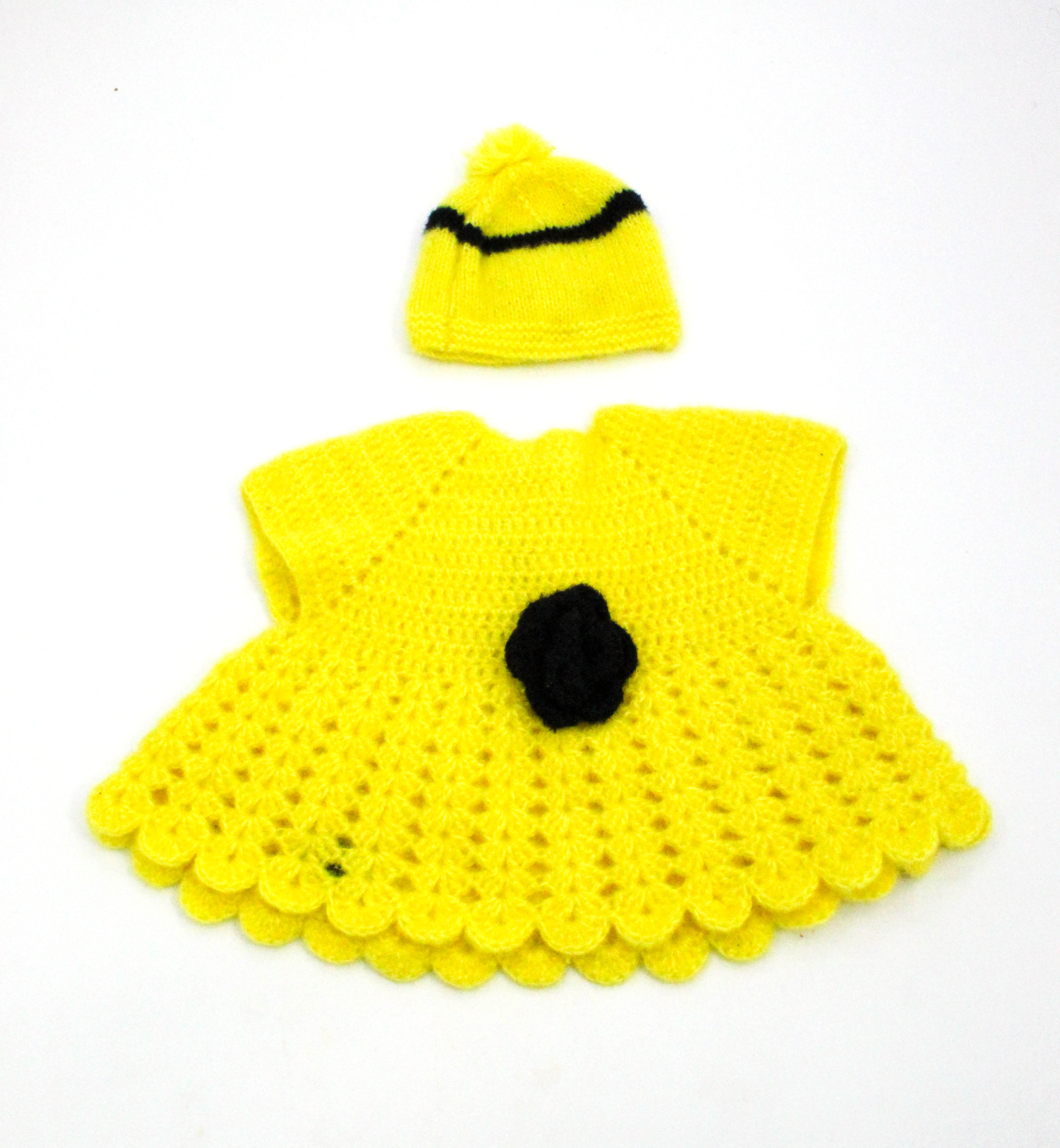 Baby Knitted Sweater, Yellow Wool, 3-8 Months