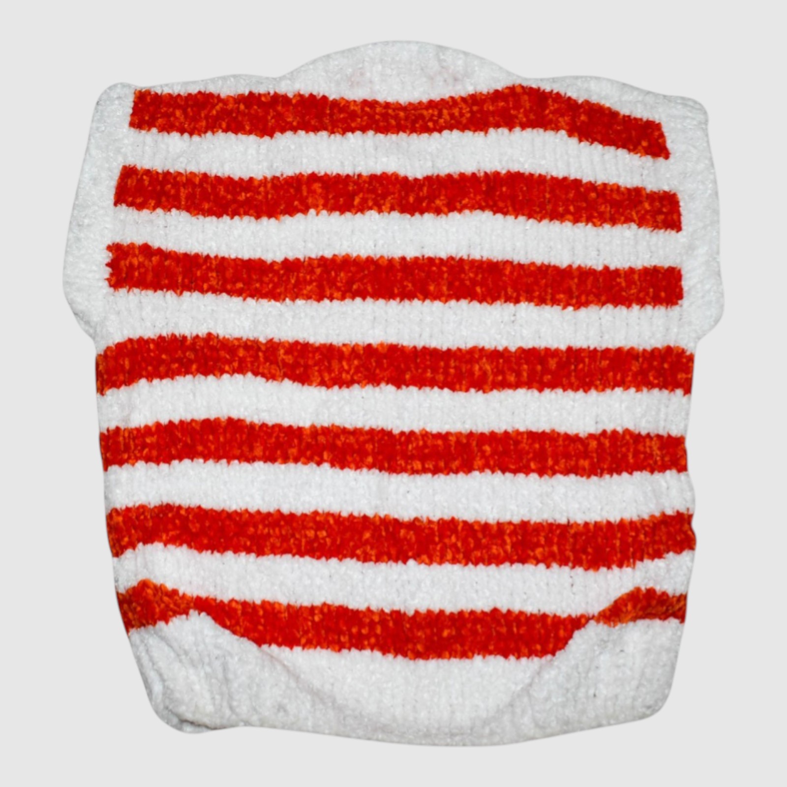 [3-4 Years] Handknitted Kids Striped Woollen Sweater, Red and White, Winter Wear