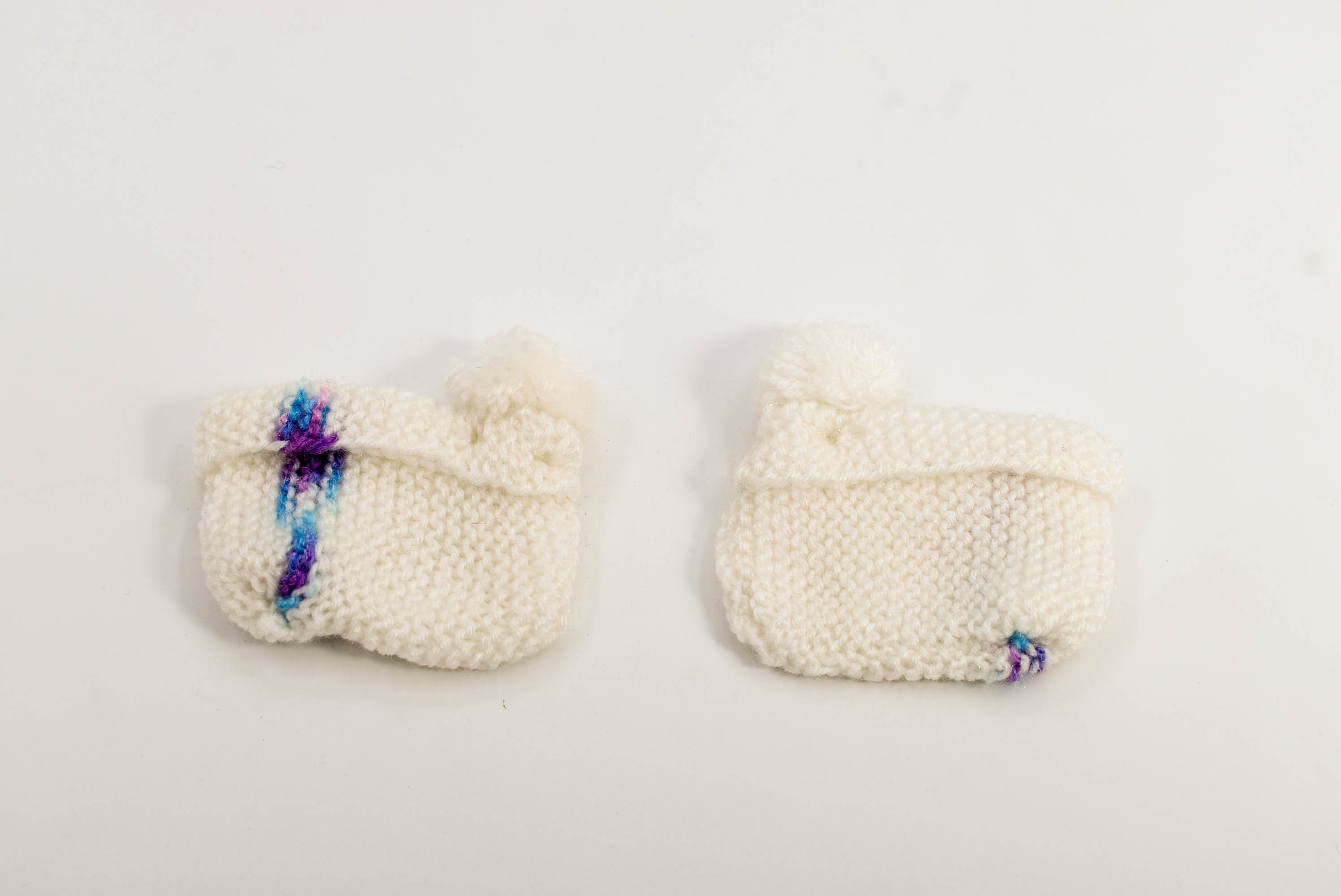 Handknitted Baby Sweater Set with Cap and Socks, Blue-Purple Multi-Colour, 0-2 Months