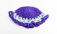 Handknitted multicolored woolen poncho with cap (0 months to 6 months)