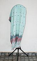 Eelika Cotton Stole for Women, Mint Green with Geometric Pattern, Fringe Border