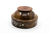 Decorative Wooden Storage Bowls with Lids, Set of 2, 13 x 13 x 10.5 cm, Brown