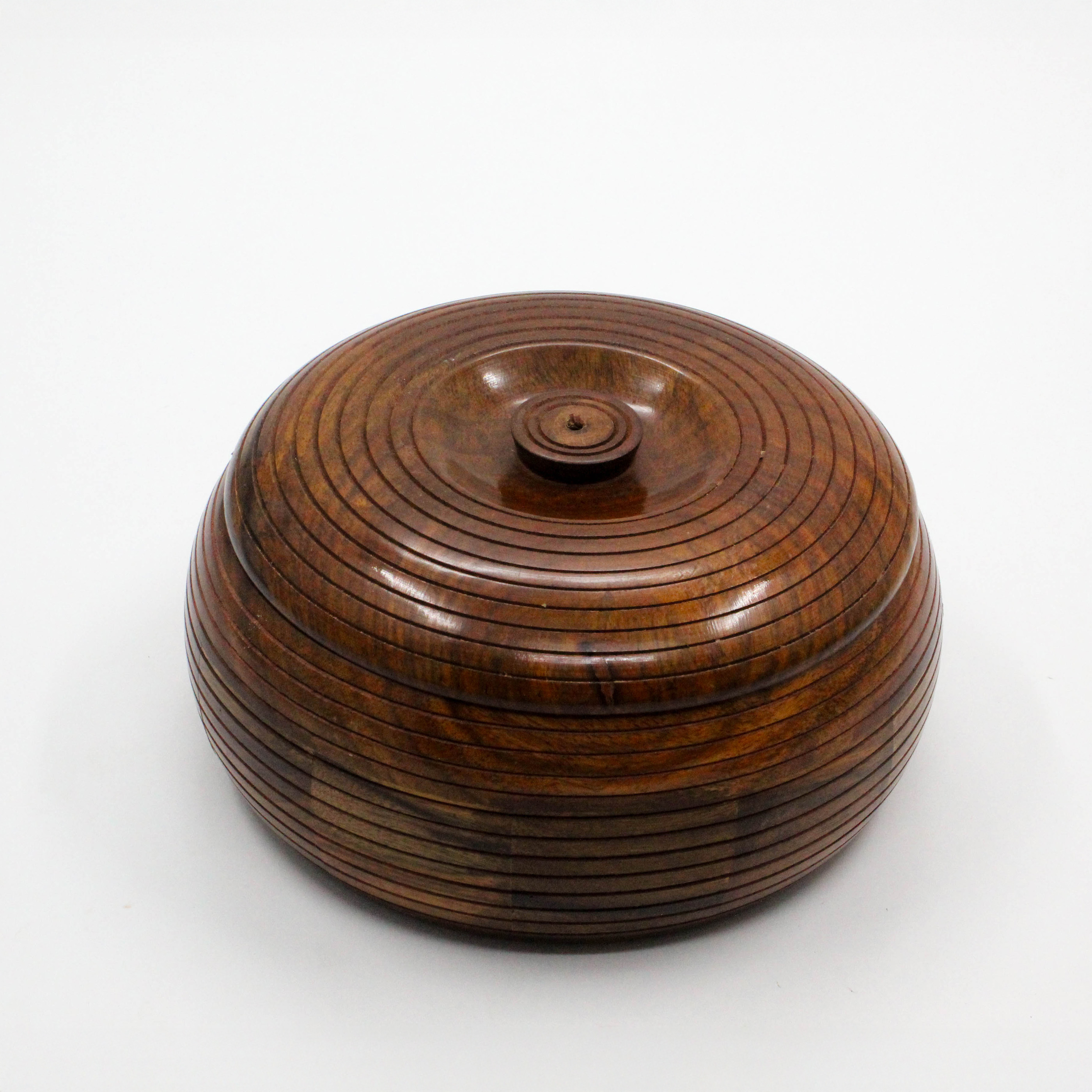 Wooden Roti Chapati Box with Lid, Round Storage Container, Brown, 23 x 23 x 11 cm