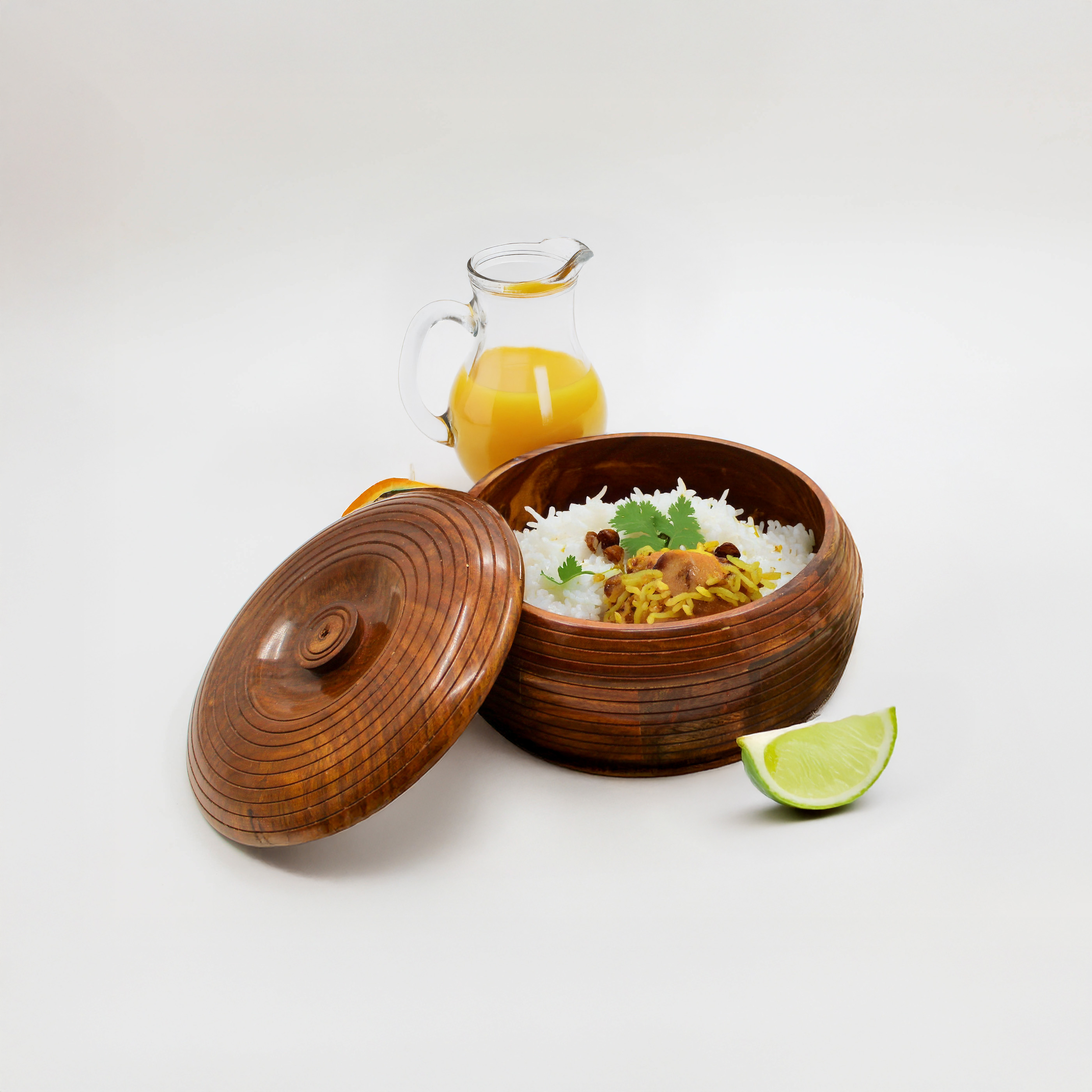 Wooden Roti Chapati Box with Lid, Round Storage Container, Brown, 23 x 23 x 11 cm