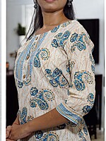 WHITE AND BLUE COTTON PAISLEY PRINT SALWAR SUIT