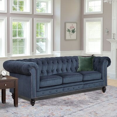 Genuine Febric Rolled Arm Chesterfield Sofa Genuine Febric Rolled Arm Chesterfield Sofa