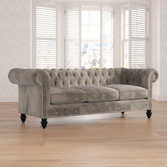 Genuine Febric Rolled Arm Chesterfield Sofa Genuine Febric Rolled Arm Chesterfield Sofa