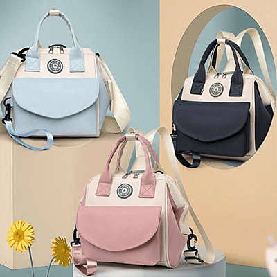 Small Travel Diaper Bag Backpack Mini Diaper Tote Portable Crossbody Diaper Changing Backpack with Insulated Pocket