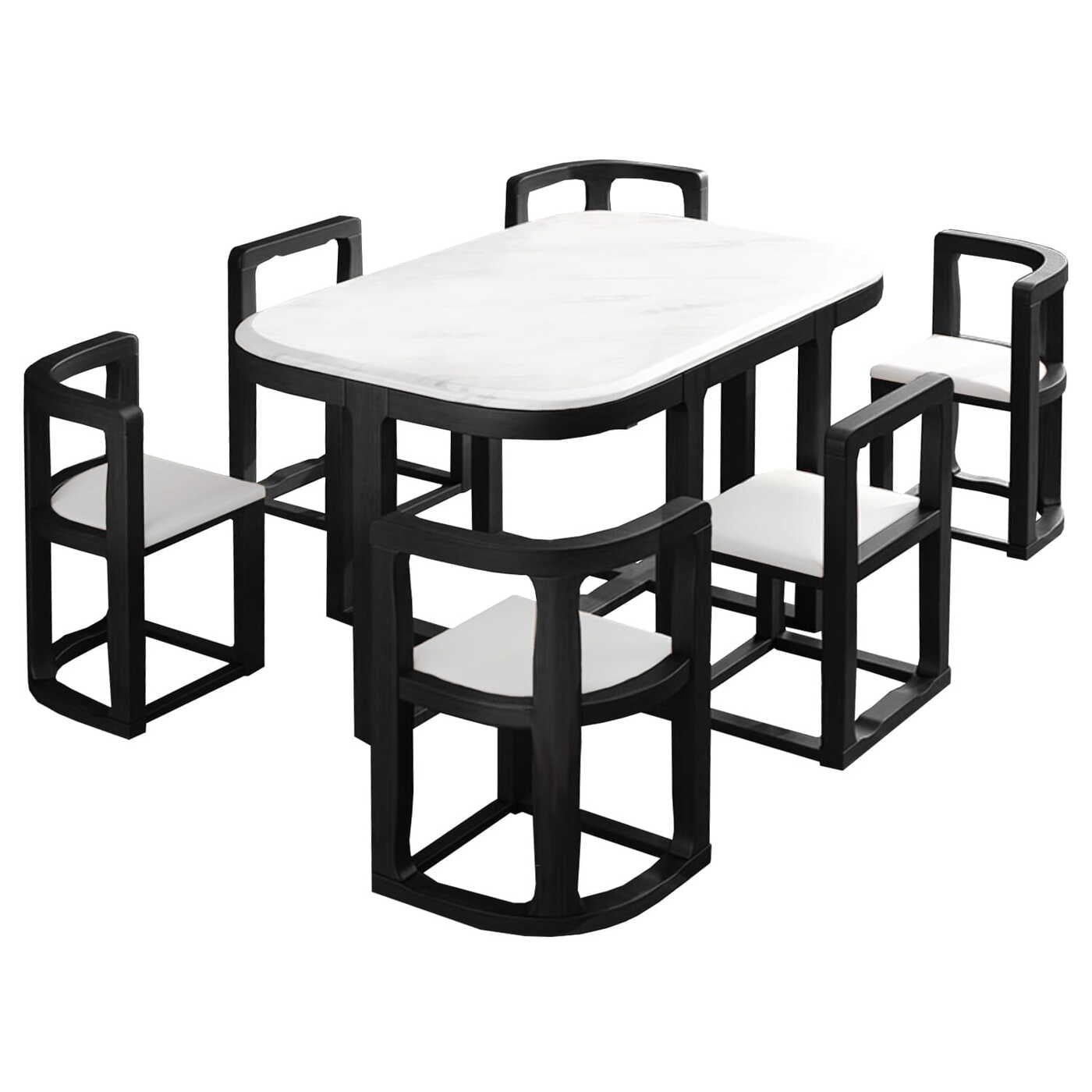 Gulmarg Luxury 6 Seater Modern Marble Dining Table Set with Chairs
