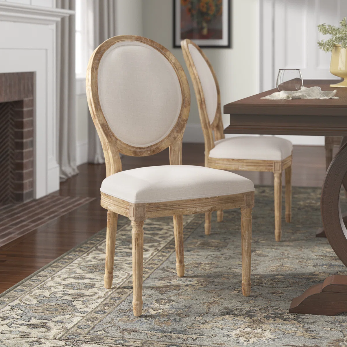 Vintage French Country Louis Oval Back Dining Chair - Set of 2