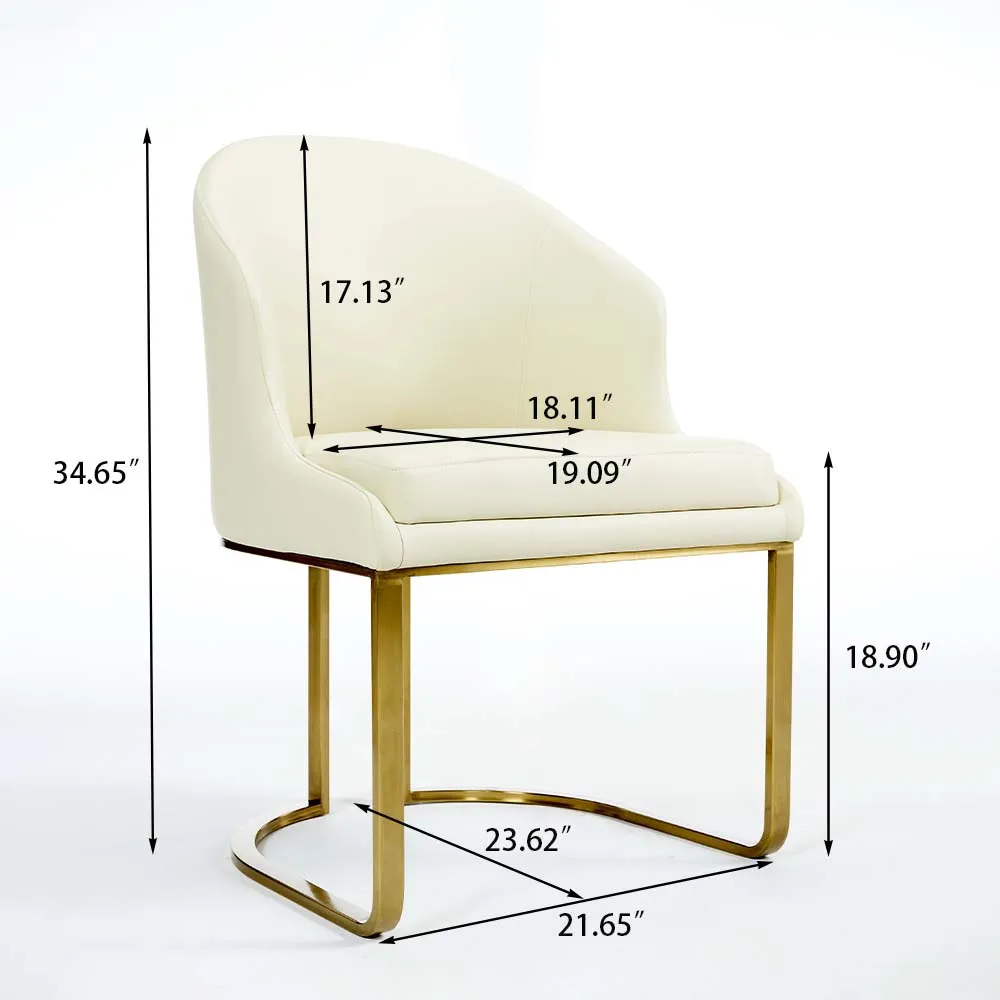 Modern Cream Velvet Dining Chair with Gold Cantilever Base � Contemporary Luxe Style