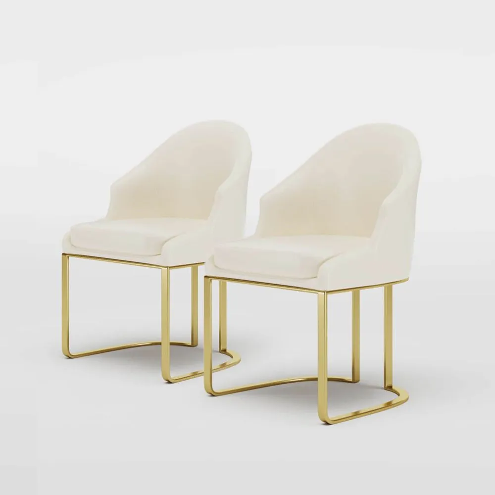 Modern Cream Velvet Dining Chair with Gold Cantilever Base � Contemporary Luxe Style