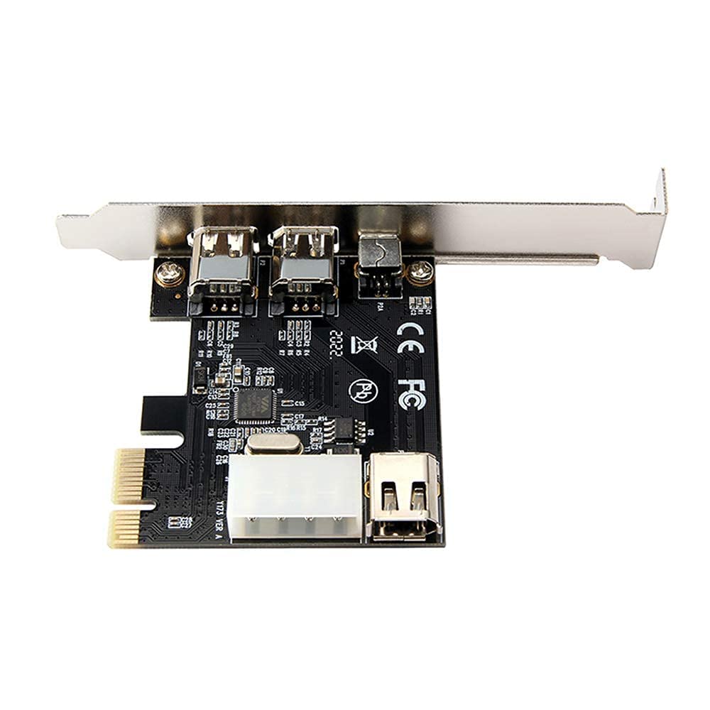 PCI Express Firewire Card, IEEE 1394 4-Port PCIe Adapter (3 x 6 Pin, 1 x 4 Pin), Firewire 400 for Windows, Mac, Linux" PCI Express Firewire Card, IEEE 1394 4-Port PCIe Adapter (3 x 6 Pin, 1 x 4 Pin), Firewire 400 for Windows, Mac, Linux"