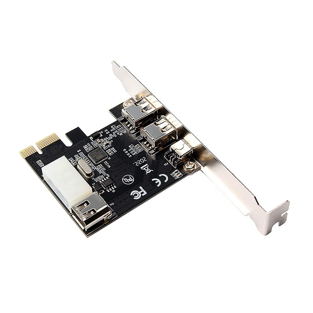 PCI Express Firewire Card, IEEE 1394 4-Port PCIe Adapter (3 x 6 Pin, 1 x 4 Pin), Firewire 400 for Windows, Mac, Linux" PCI Express Firewire Card, IEEE 1394 4-Port PCIe Adapter (3 x 6 Pin, 1 x 4 Pin), Firewire 400 for Windows, Mac, Linux"