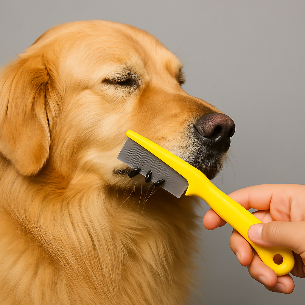 Flea Comb for Dogs, Cats and Puppies with Non-Slip Rubber Grip Handle