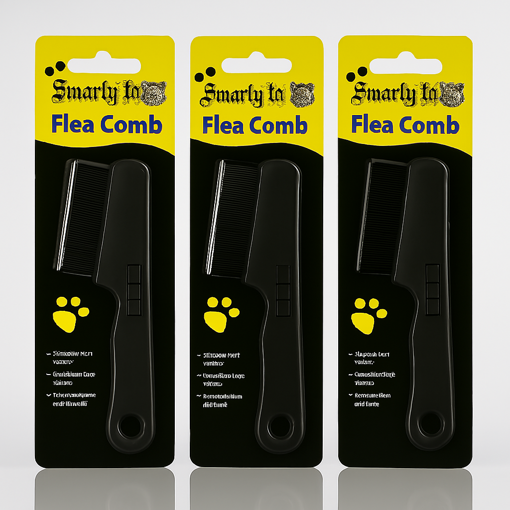 Flea Comb 2 row for Dogs, Cats and Puppies with Non-Slip Rubber Grip Handle