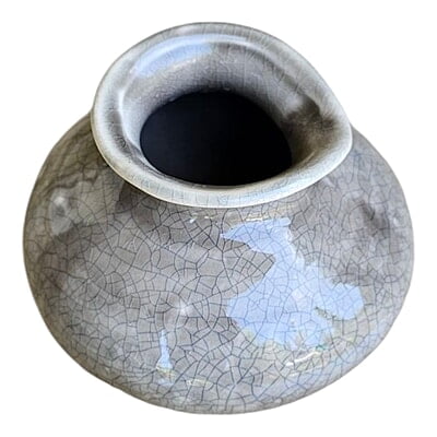 Flower Vase Matka Shaped Ceramic Grey Textured Flower Vase Matka Shaped Ceramic Grey Textured