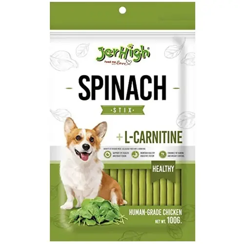 JerHigh Spinach Sticks โ Real Chicken & Blueberry Dog Treats, 70g JerHigh Spinach Sticks โ Real Chicken & Blueberry Dog Treats, 70g