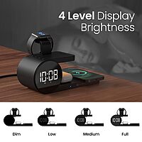Portronics Freedom 6 15W Wireless Charger with 6-in-1 Function, Earbuds & Watch Wireless Charging, Digital Clock with Alarm, Compatible with iPhones/Samsung Smartphone Series, Support Fast Charging