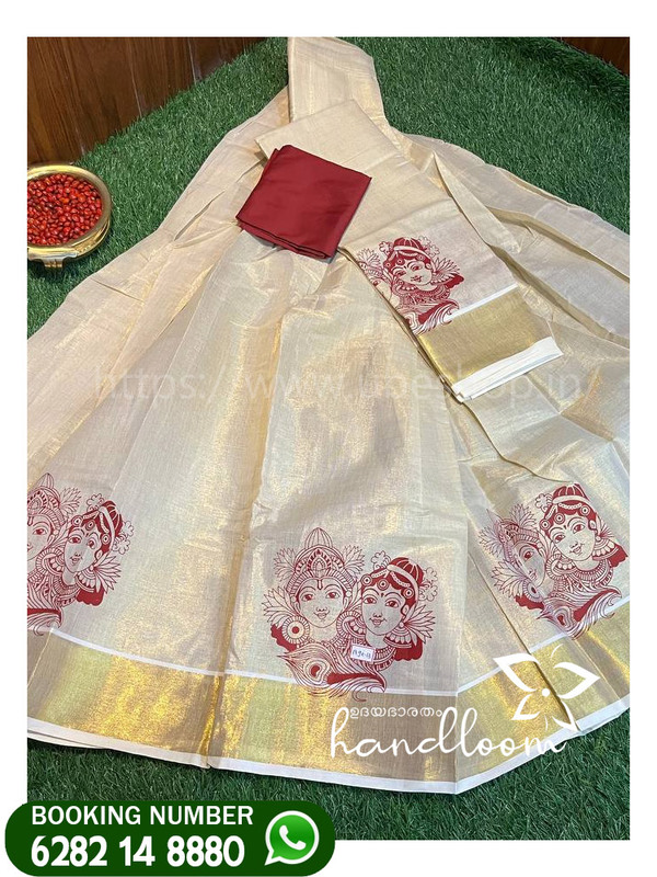 RADHAKRISHNA PRINTED TISSUE MODEL DHAVANI SET RADHAKRISHNA PRINTED TISSUE MODEL DHAVANI SET