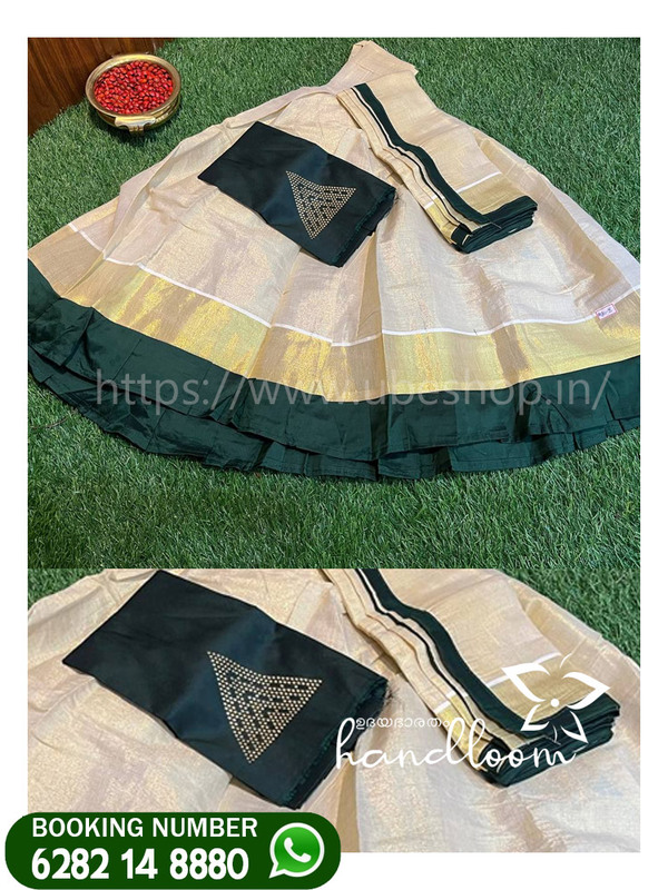 GREEN TISSUE HALF SAREE GREEN TISSUE HALF SAREE