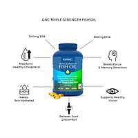 GNC 1500 MG Triple Strength Fish Oil Omega 3 Capsules 60 softgels