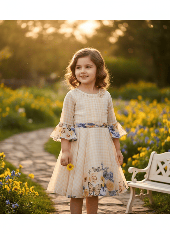 Floral Fantasy Girls Frock D.13.3184 B.1840