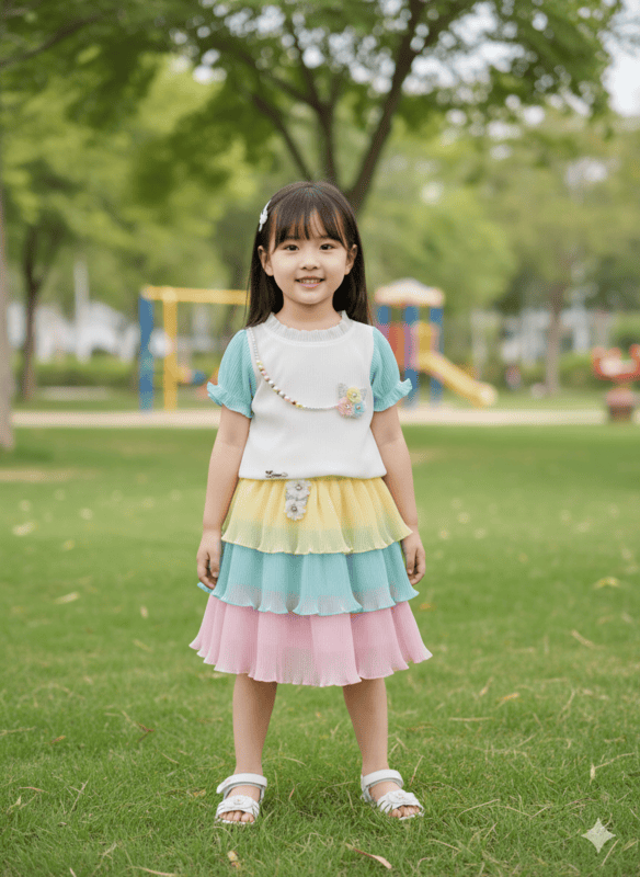 Girls' Party Wear Outfit โ Top and Skirt Set D.8.3188 B.1774