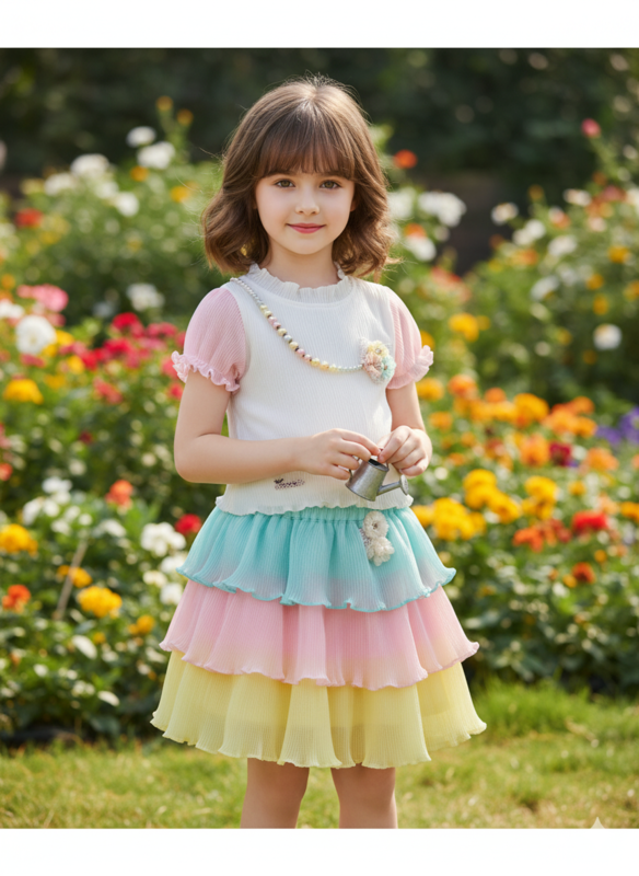 Girls' Party Wear Outfit โ Top and Skirt Set D.8.3188 B.1774