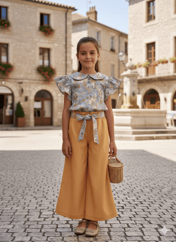 Peach Blossom Girls' Floral Top & Palazzo Set D.8/6 B.4322
