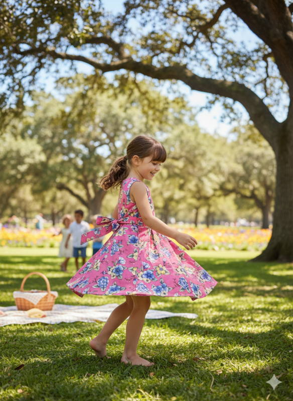 Girls' Sleeveless Floral Frock D.8.1350 B.7835