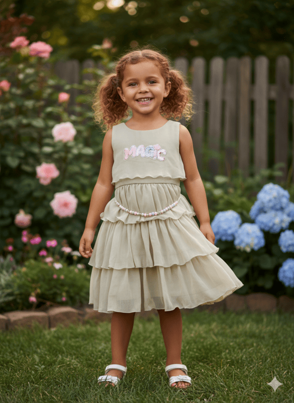 Girls' Fancy Layered Frock โ "MAGIC" Top Design D.17.1366A B.1573