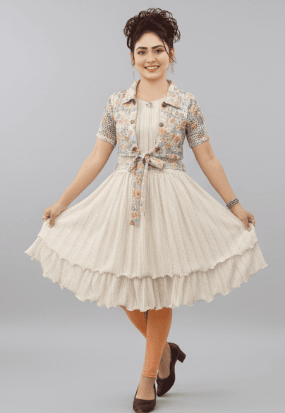 Elegant Layered Party Frock with Designer Shrug D.LG10230WO  B.GINI BABY