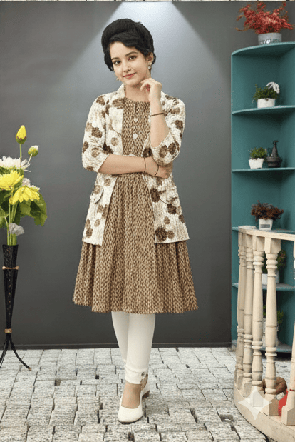 Stylish Printed Frock with Designer Coat D.BS284TG B.GINI BABY