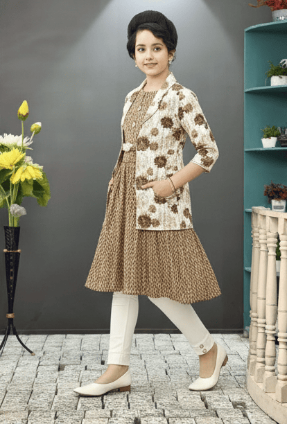 Stylish Printed Frock with Designer Coat D.BS284TG B.GINI BABY