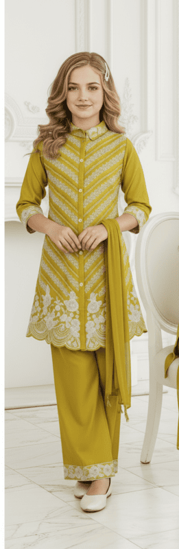 Gini Baby Designer Embroidered Kurta Palazzo Set D.BS293Y  B.GINI BABY