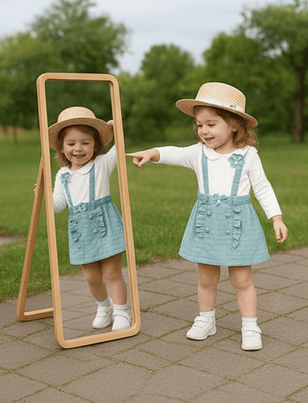 Magic World Kids Wear Suspender Frock Set with Hosiery Leggings  D.2405  B.MEGIC WORD