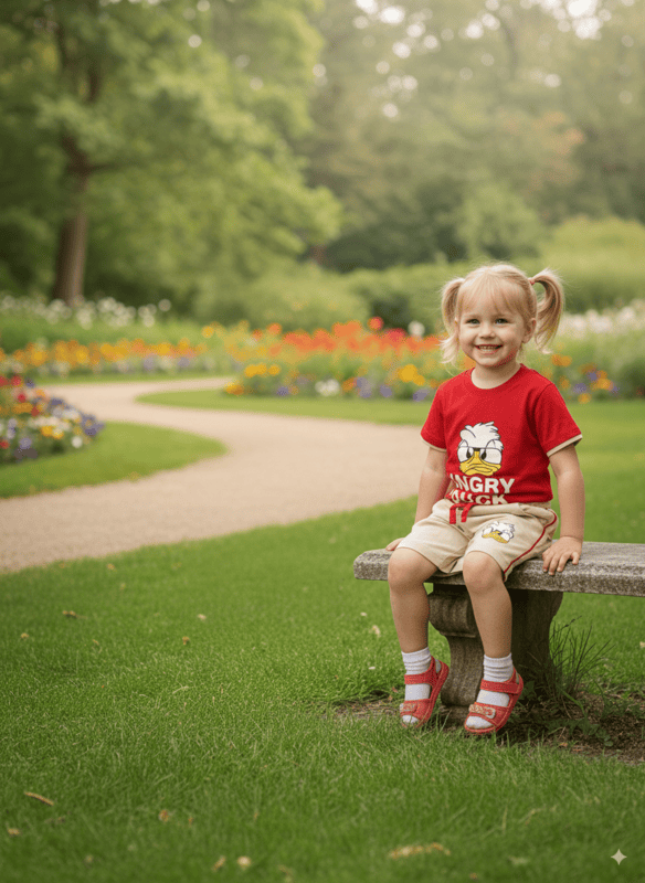 Kids "Angry Duck" Cartoon Print T-Shirt and Shorts pair D.28.515A B.2214